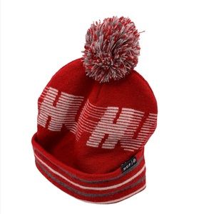 HUF red white and gray Pom pom beanie hat